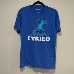 Disney's Stitch Blue Men's Cut Tshirt Size Large Unisex